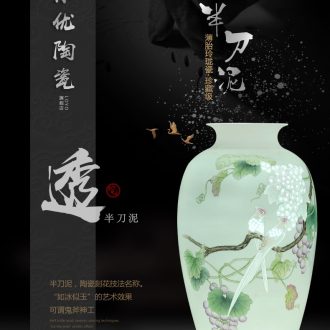 Jingdezhen ceramics vases, flower arrangement sitting room adornment of new Chinese style household TV ark furnishing articles Riches and honour auspicious