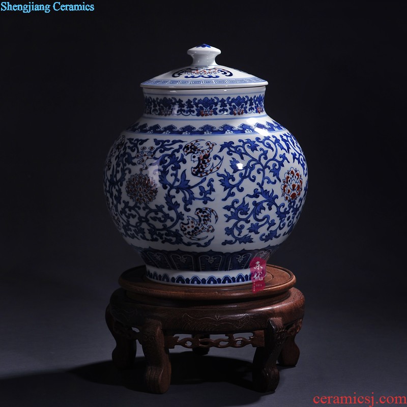 Jingdezhen ceramics furnishing articles hand-painted kiln lotus large vases, flower arrangement, the sitting room porch decoration of new Chinese style