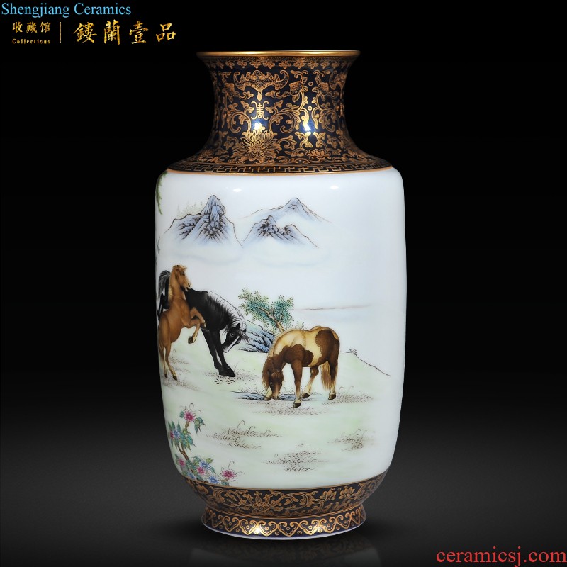 Jingdezhen imperial kiln chinaware imitation qianlong the blue colour and grain volume collection of mouth vase sitting room adornment furnishing articles