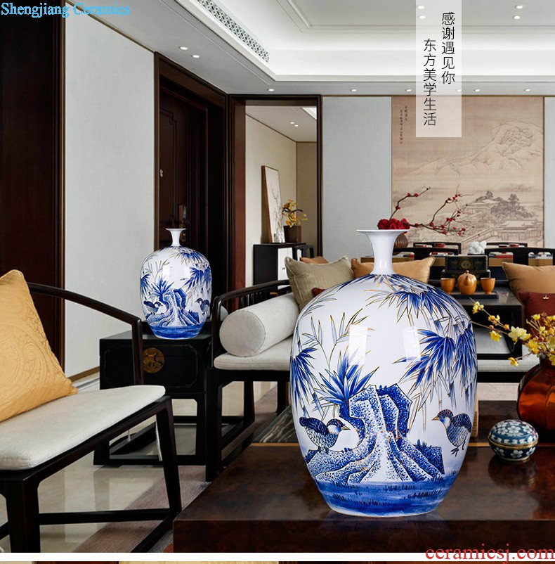 Jingdezhen ceramics hand-painted color ink landscape painting of large vase sitting room place hotel css0 ornament