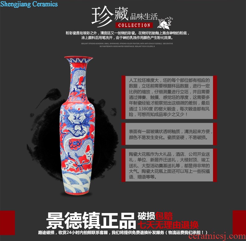 Jingdezhen ceramics of large vases, antique hand-painted fangming character home sitting room adornment is placed