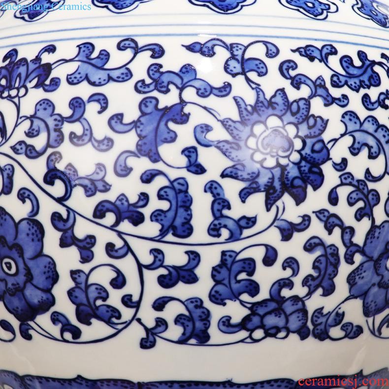 Jingdezhen ceramics new Chinese style household furnishing articles blue and white porcelain vase hand-painted landscape flower arrangement sitting room adornment