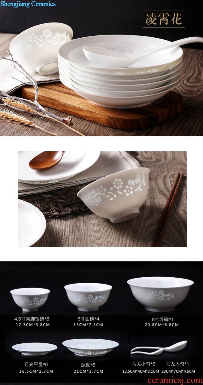 Chinese style bone porcelain household food dish Creative fish dish ceramic tableware in-glazed suit JiFanJin dishes