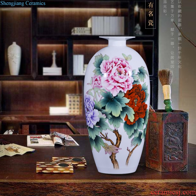 Jingdezhen ceramics famous hand-painted pearl color big vase collection of Chinese contemporary and contracted sitting room adornment is placed