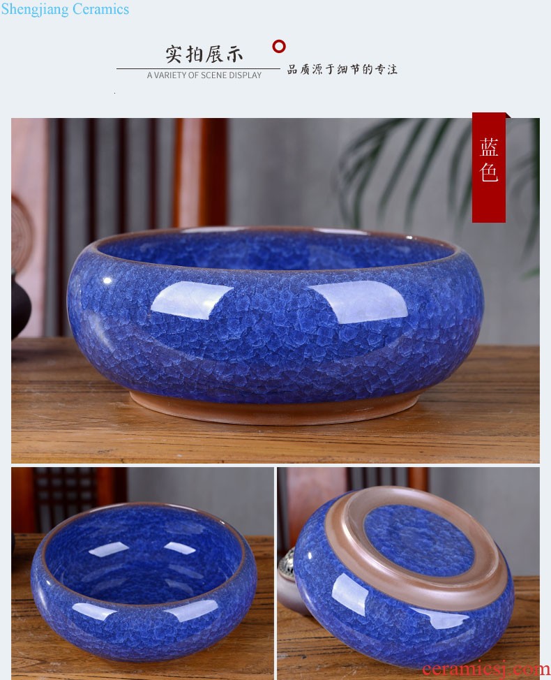 Hong xuan Jingdezhen ceramics Snow water shallow goldfish turtle cylinder narcissus basin Modern classic home furnishing articles