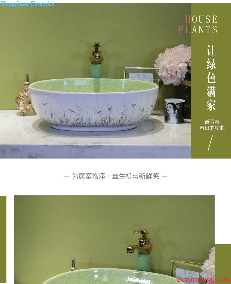 On the ceramic bowl wash gargle lavabo household elliptic green art basin bathroom sinks basin