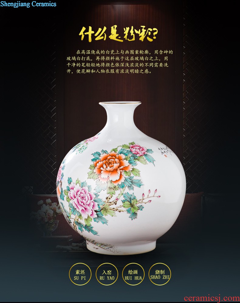 Famous master of jingdezhen ceramics hand-painted vases sitting room adornment is placed Chinese landscape painting porch decoration