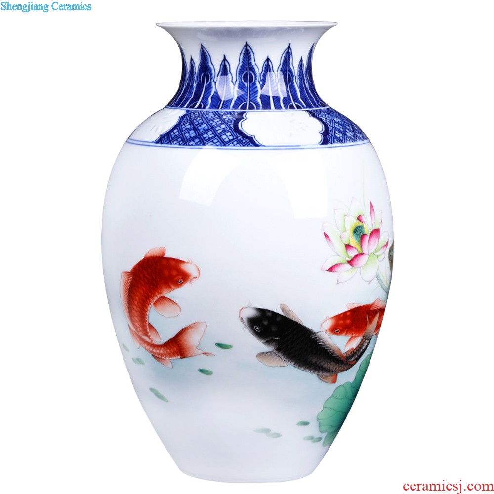 Jingdezhen ceramic thin foetus vase furnishing articles hand-painted pastel in successive years New Chinese style new opening decorations