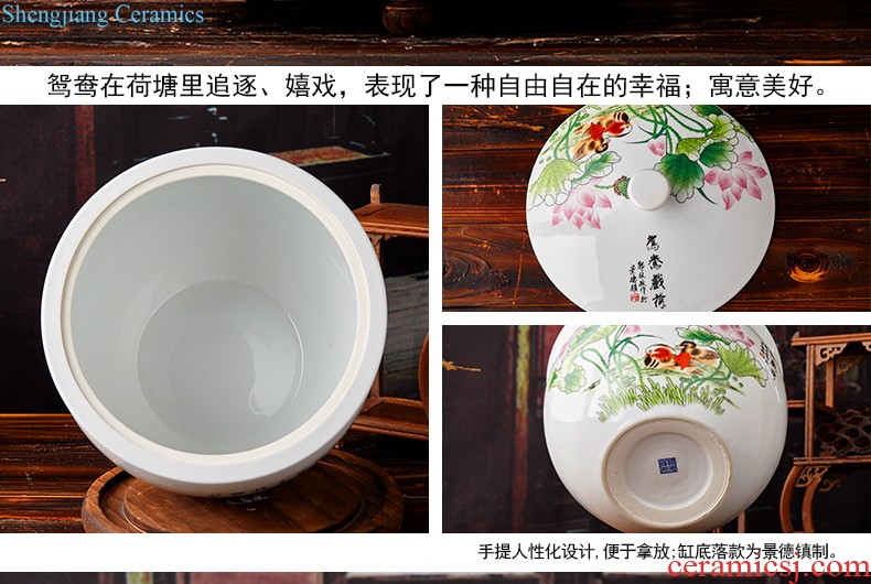 Merry jingdezhen porcelain ceramic barrel 10 jins 20 jins magnesium 2 ricer box pickles pickled meat jar with cover money-box