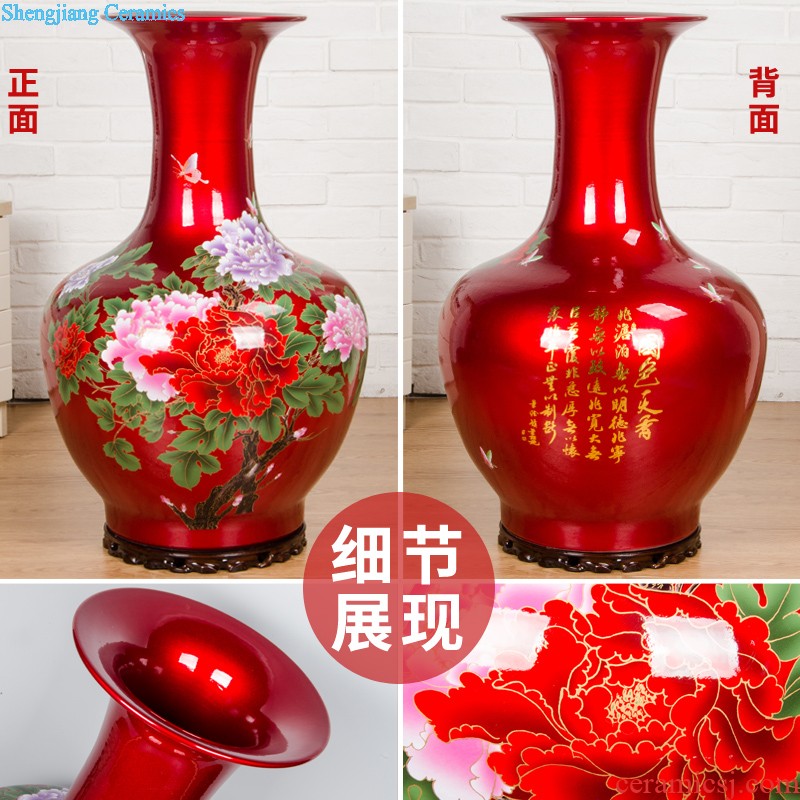 Jingdezhen ceramics high vases, flower arranging ruby red bottle gourd landing place large e084 sitting room porch decoration