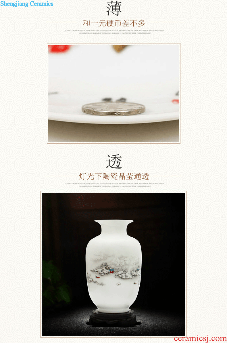 Jingdezhen ceramics three-piece floret bottle of Chinese style household living room TV cabinet decoration crafts are arranging flowers