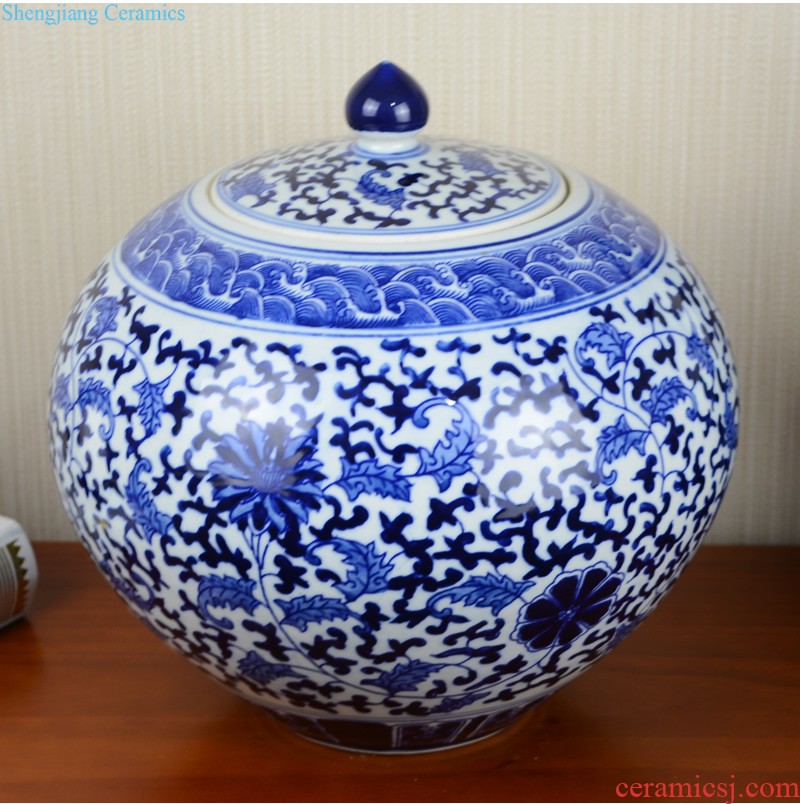 Jingdezhen ceramics general pot of large storage tank with cover Chinese style household soft adornment furnishing articles sitting room