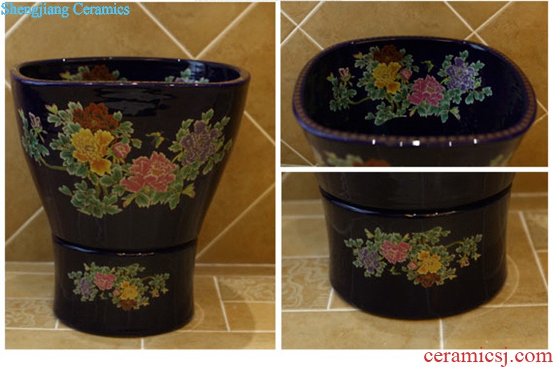 Koh larn, qi ceramic sanitary ware of toilet stage basin sink toilet lavatory basin hand-painted plum blossom