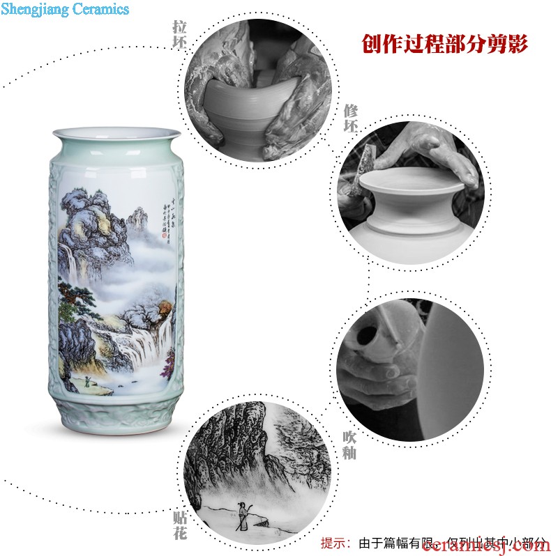 Jingdezhen ceramics vase sitting room place famous master hand draw pastel rich ancient frame home decoration decoration