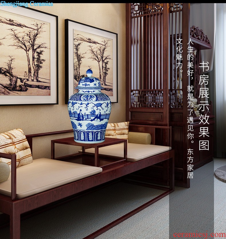 Sf48 jingdezhen ceramics color ink landscape high white clay ground big vase sitting room adornment rural furnishings