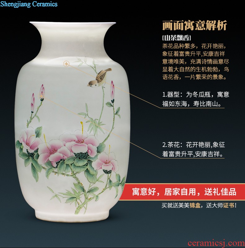 Hand draw archaize yuan blue and white porcelain of jingdezhen ceramics under the big vase plum bottle Xiao Heyue after han xin furnishing articles in the living room