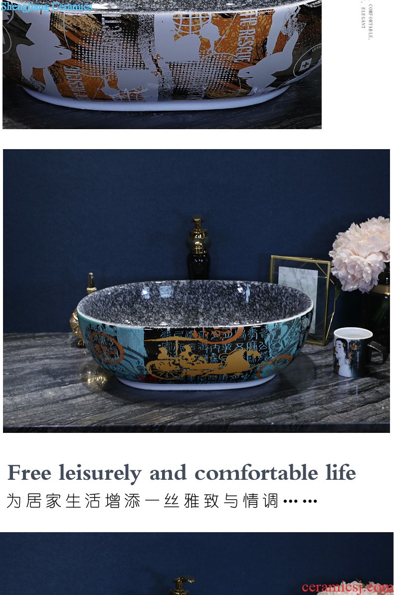 New Chinese style on the ceramic basin sink household toilet basin washing a face wash gargle oval art basin