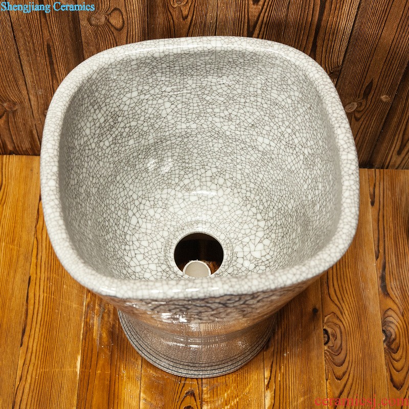 M beautiful ceramic art basin mop mop pool ChiFangYuan one-piece mop pool of 40 cm diameter ink lotus