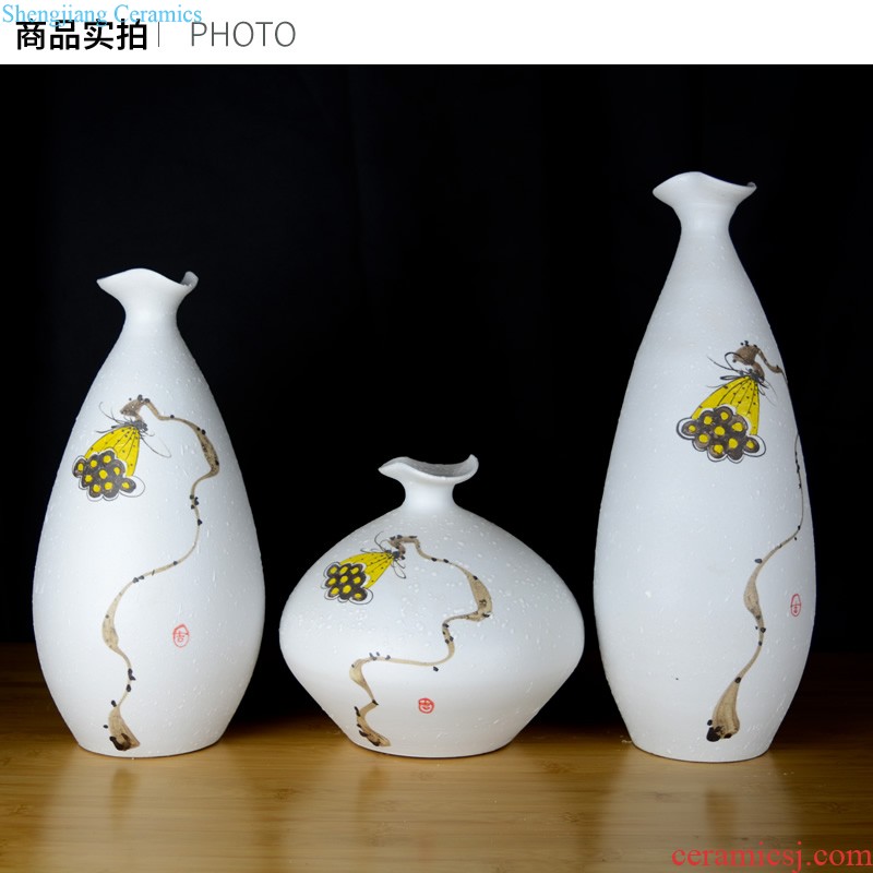 Jingdezhen ceramic vases, white European vase three-piece furnishing articles contracted sitting room between example home decoration