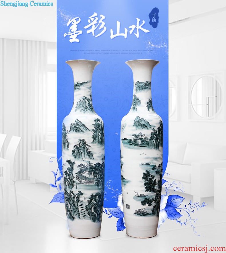 Jingdezhen ceramic large antique imitation Ming blue and white porcelain vase hand-painted home sitting room adornment handicraft furnishing articles