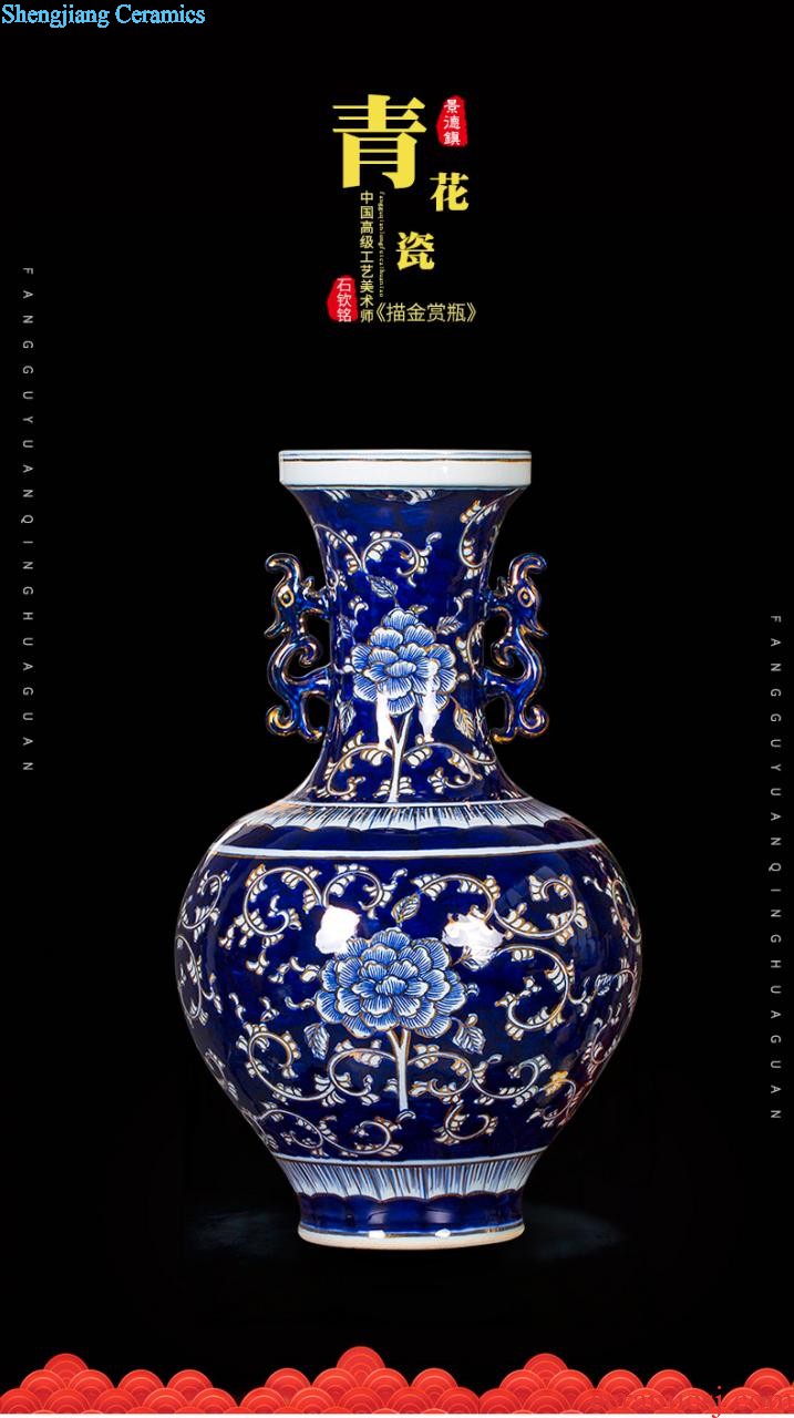 Jingdezhen ceramics vase the colour blue glaze decorations rich ancient frame place large new Chinese style living room office