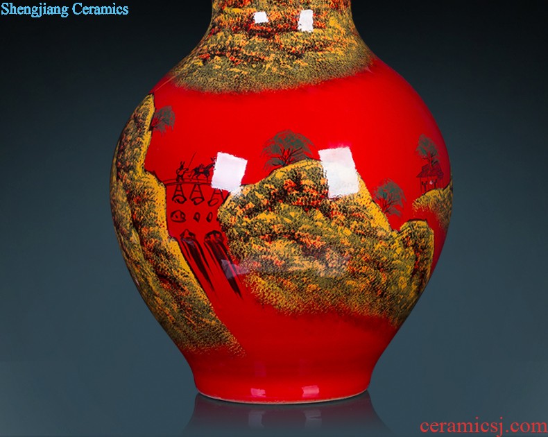 Jingdezhen ceramic aquarium large hand-painted goldfish turtle cylinder water lily basin fish bowl lotus lotus extra large