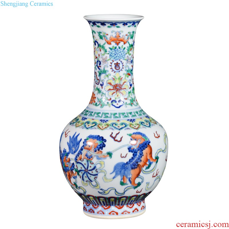 New Chinese style of jingdezhen ceramics powder enamel hand-painted big vase furnishing articles flower arranging home sitting room decoration decoration process