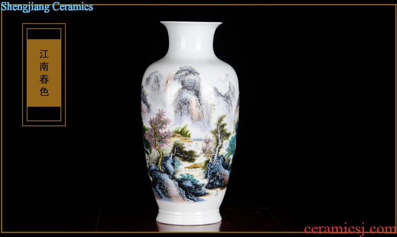 Antique hand-painted Z055 jingdezhen ceramics powder enamel blooming flowers large vases, sitting room adornment is placed