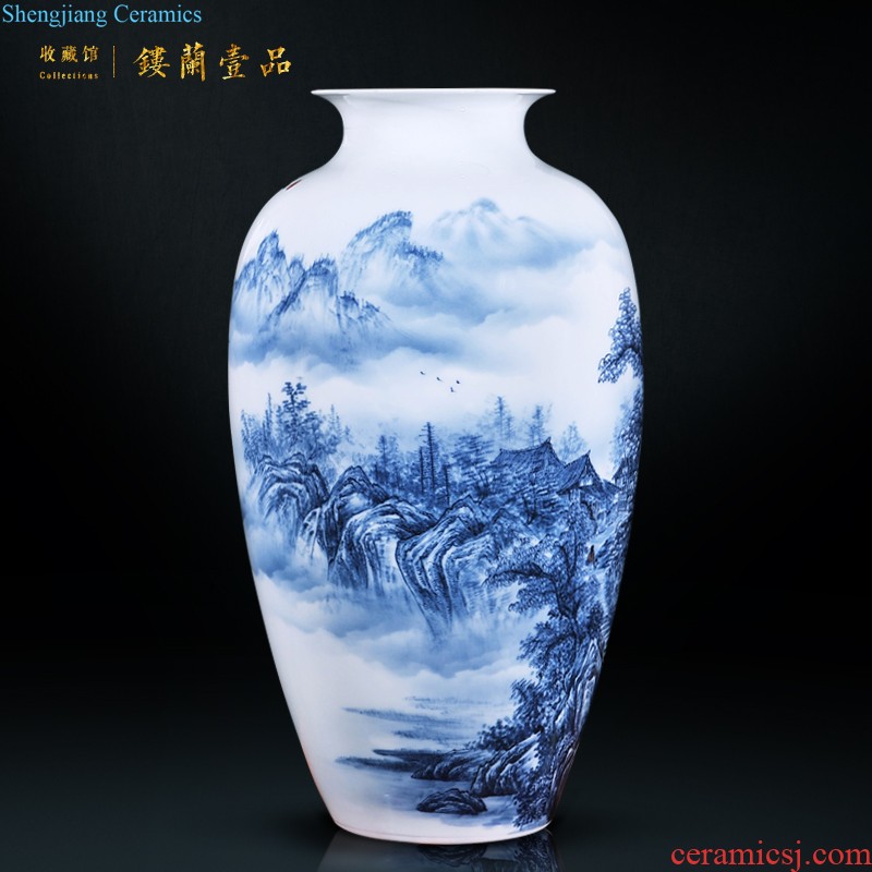 Jingdezhen ceramics Imitation qing qianlong powder green high cylinder vases, collection of Chinese style household decorations furnishing articles