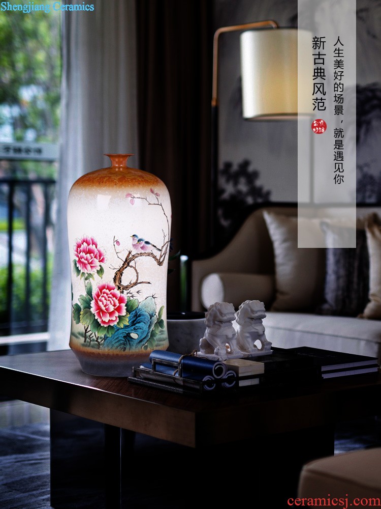 Jingdezhen ceramic Chinese vase furnishing articles lrene hand-painted songshan fishing hidden flower arranging home sitting room adornment