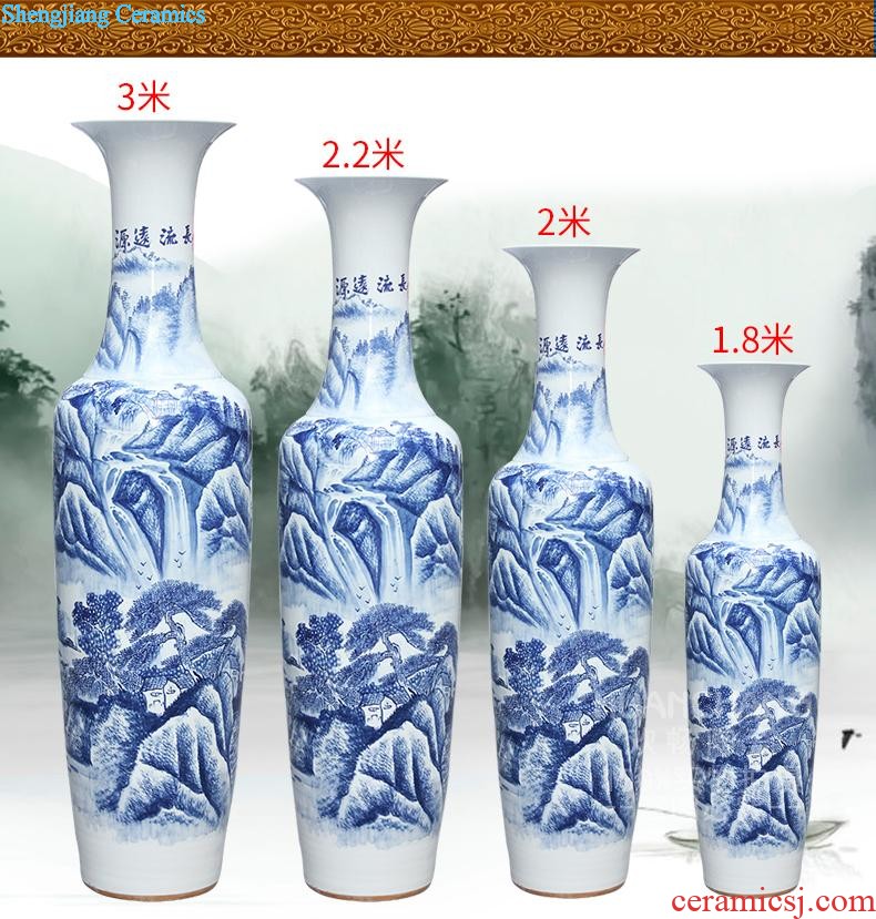 Jingdezhen ceramic floor big vase hand-painted wulong play pearl quiver furnishing articles e142 antique Chinese style living room decoration