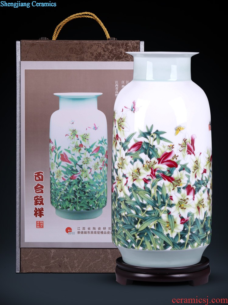 Jingdezhen ceramics powder enamel vase flower arranging TV ark place living room The lily by cheung Chinese style household act the role ofing is tasted