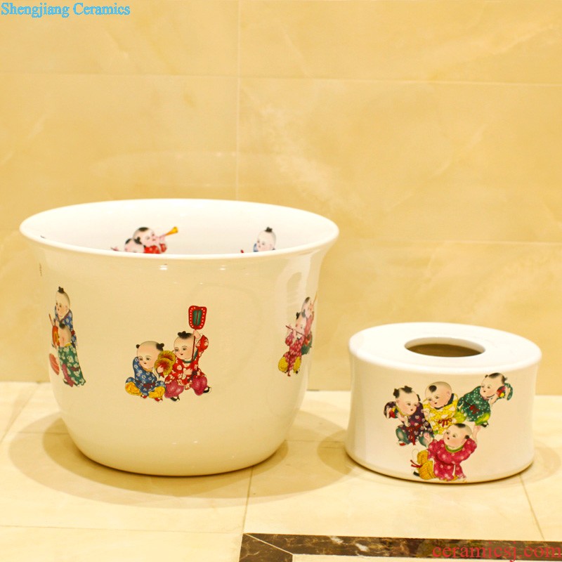 Koh larn, qi balcony toilet basin one-piece ceramic table columns lavatory basin that wash a face to wash your hands