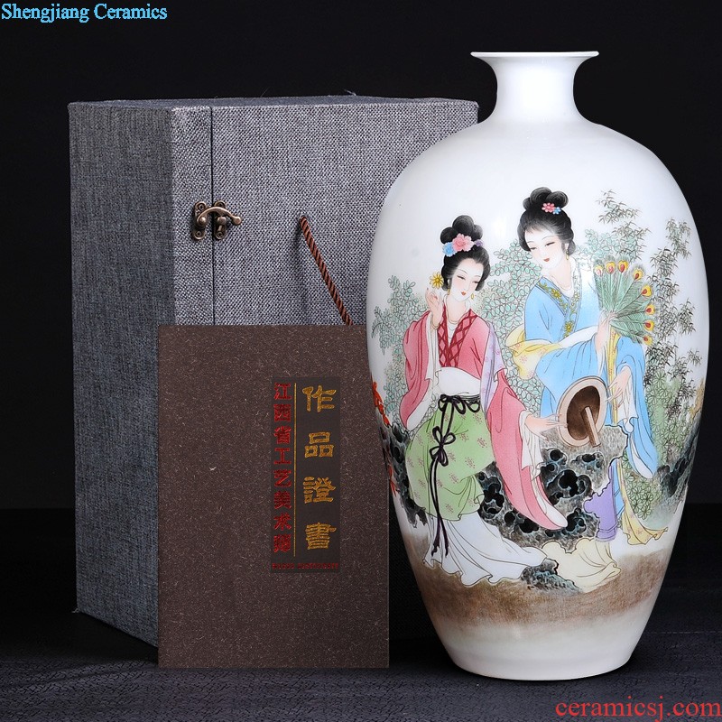 Jingdezhen ceramics vase Antique blue-and-white bound of lotus mei bottle decoration home furnishing articles in the living room