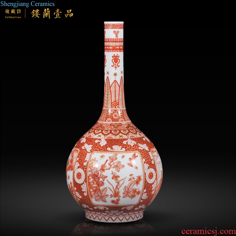 Jingdezhen imperial kiln chinaware imitation qianlong pastel twelve celestial big vase sitting room home furnishing articles