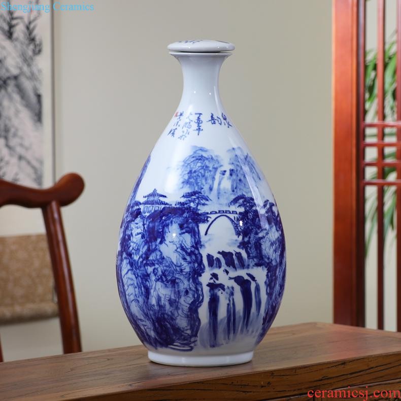 Jingdezhen ceramics hand-painted blue and white porcelain vase general storage jar jar of furnishing articles of new Chinese style household ornaments