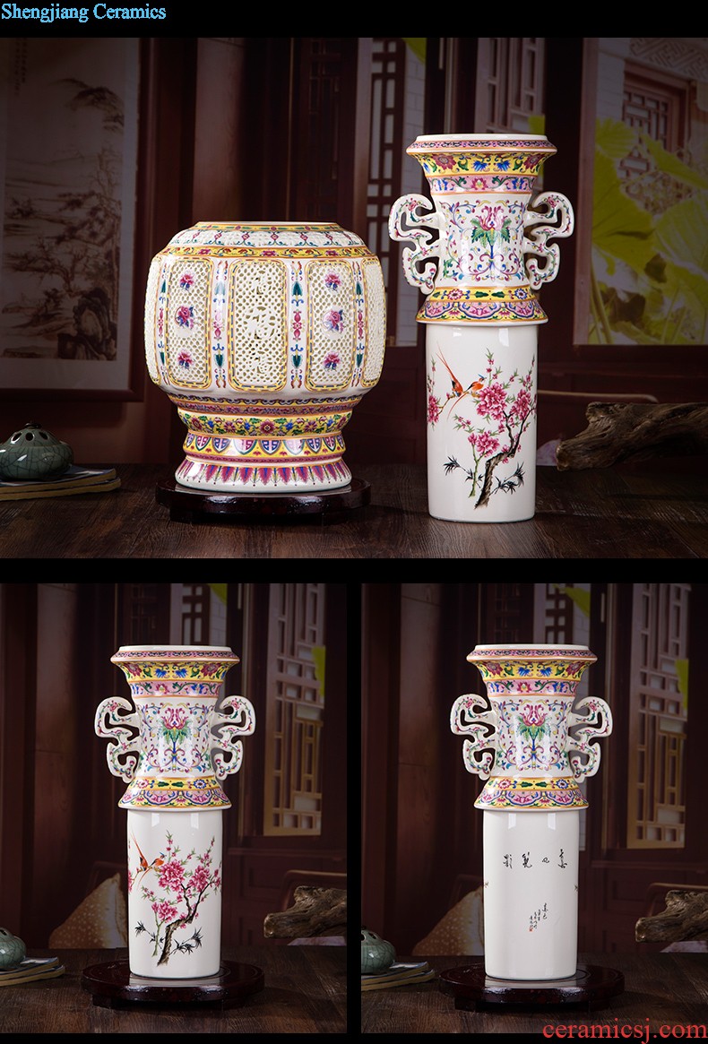 Jingdezhen ceramics festival 379 Chinese red the lad landing big vase decoration porcelain porcelain furnishing articles