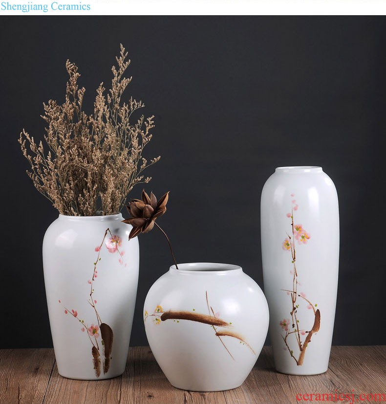 Jingdezhen ceramics vase furnishing articles hand-painted flower arranging Chinese style living room TV cabinet decoration porcelain home decoration