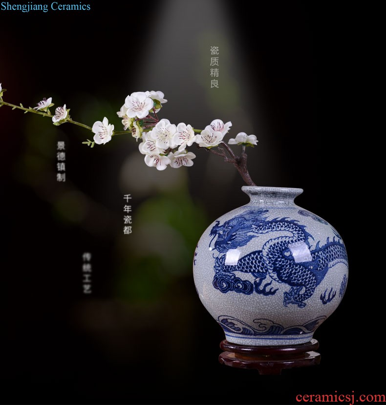 Jingdezhen ceramics hand blue and white porcelain vase large sitting room of new Chinese style household adornment TV ark furnishing articles