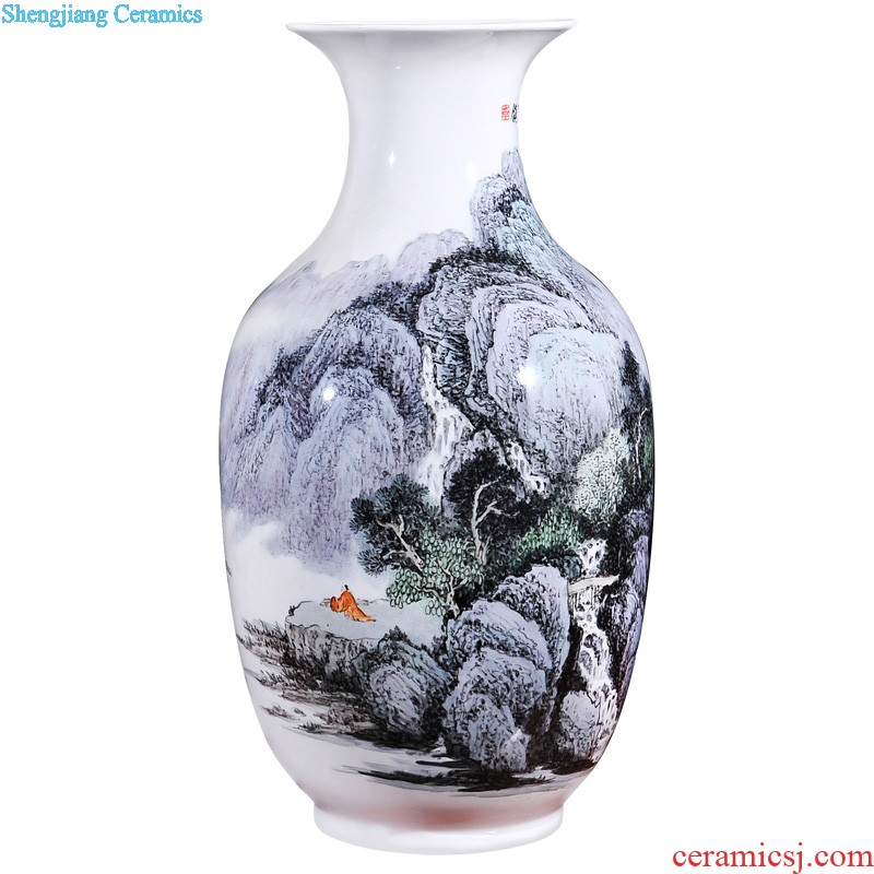 Jingdezhen ceramics hand-painted tea MeiZhengYan vase furnishing articles New Chinese style household living room TV cabinet decoration