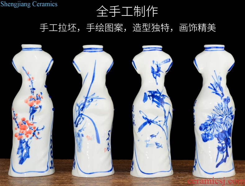 Three Yang kaitai, jingdezhen ceramics kiln rich ancient frame vase Chinese style restoring ancient ways sitting room adornment handicraft furnishing articles