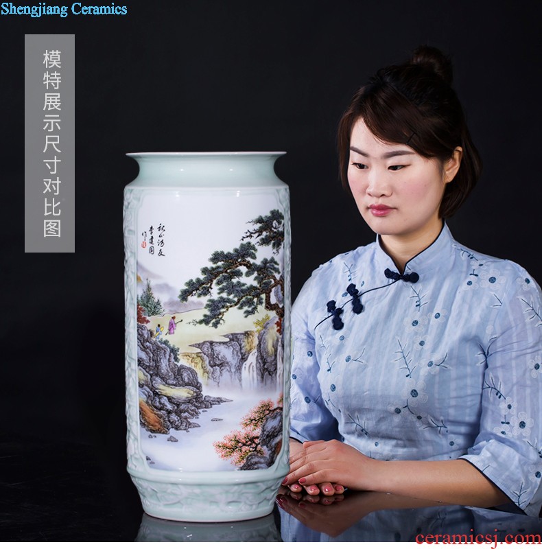 Jingdezhen ceramics vase sitting room place famous master hand draw pastel rich ancient frame home decoration decoration