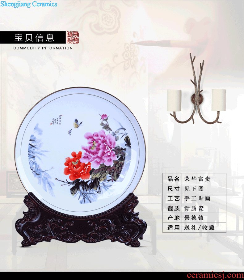 Jingdezhen ceramics hand-painted porcelain plate painting landscapes sitting room porch decoration of Chinese style household hang dish mural arts and crafts