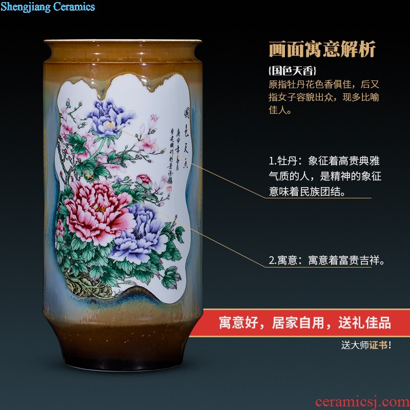 Jingdezhen ceramics famous hand-painted flower arranging device of blue and white porcelain vase furnishing articles rich ancient frame sitting room decoration