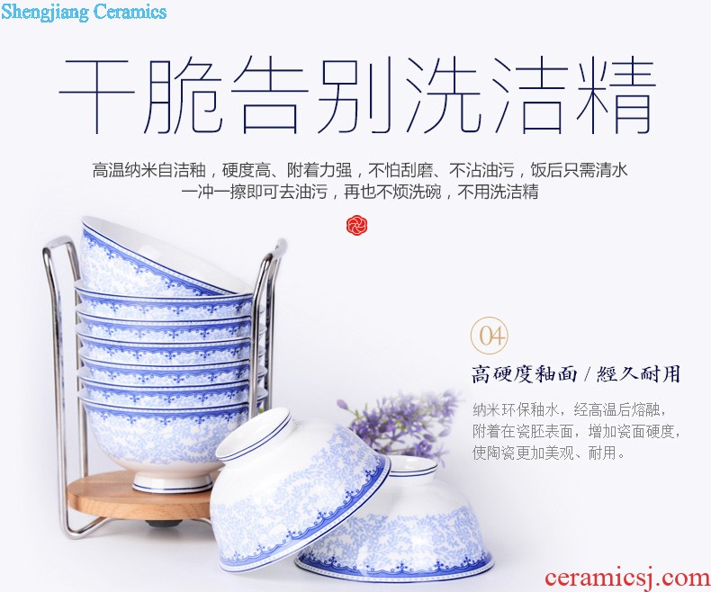 inky Jingdezhen ceramic tableware dishes suit 56 of the head of household bone bowls dish bowl chopsticks Chinese style