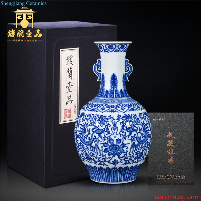 Jingdezhen ceramics antique blue-and-white bucket color of Chinese style furnishing articles of porcelain household hang dish hanging decorations of marriage