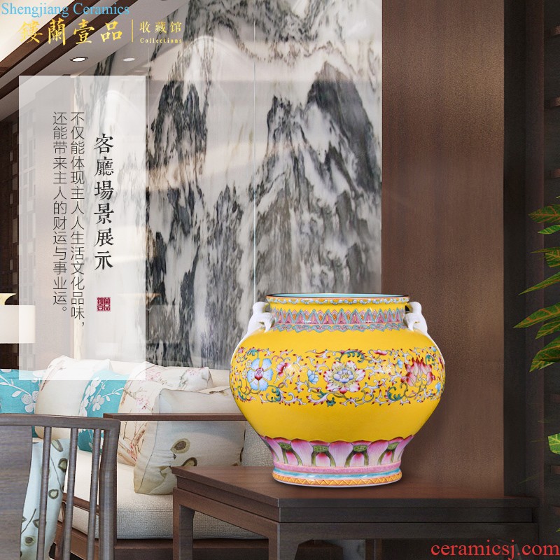 Jingdezhen ceramic hand-painted color ink paint drunken beauty home sitting room adornment collection of large vases, furnishing articles