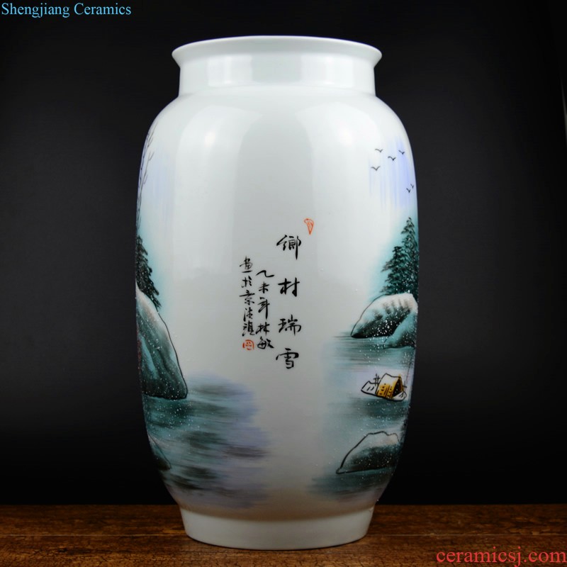 Jingdezhen ceramics Hand draw the general pot of color blue and white porcelain vase Large Chinese style living room porch place