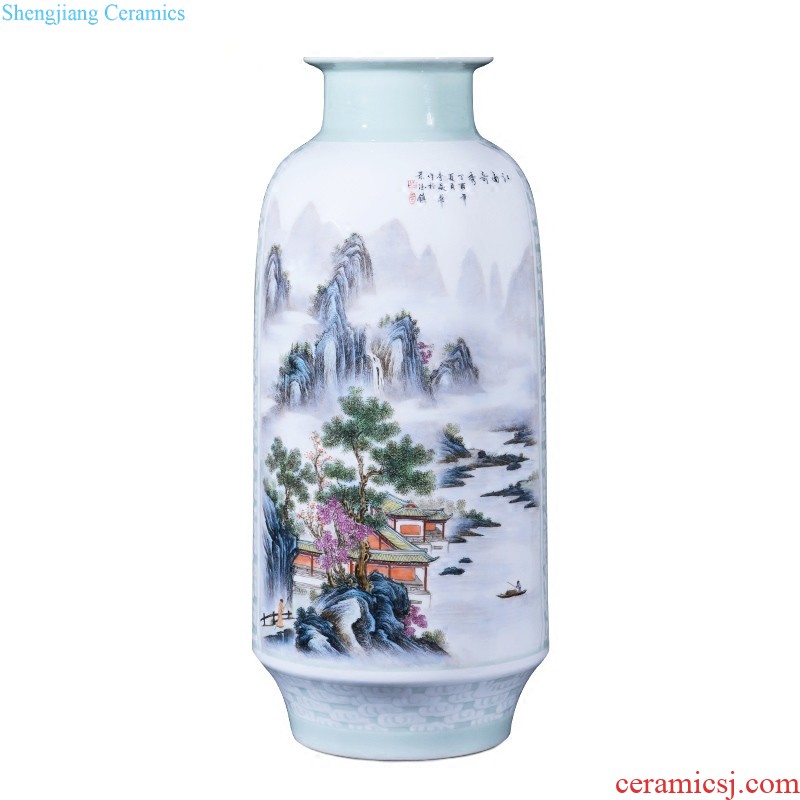 Jingdezhen ceramic imitation qing qianlong steak nine peach plum bottle bat Chinese flower arranging sitting room adornment collection furnishing articles