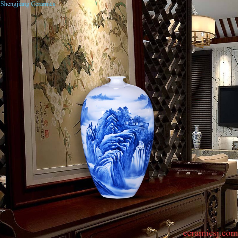 Jingdezhen ceramics Under the glaze color blue and white antique hand-painted youligong vases, flower arrangement sitting room place decoration